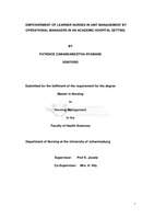 Empowerment of learner nurses in unit management by operational managers in an academic hospital setting