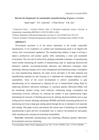 Recent developments in sustainable manufacturing of gears : a review