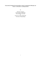 Interpreting ecofeminist environmentalism in African communitarian philosophy and Ubuntu : an alternative to anthropocentrism