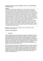 Innovation and culture as dynamic capabilities: The case of a vertically integrated sawmilling company