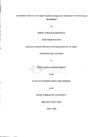Assessment of learners as an aspect of school management : implication for whole school development