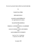 The role of a personal vision in effective personal leadership
