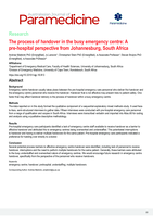 The process of handover in the busy emergency centre : a pre-hospital perspective from Johannesburg, South Africa