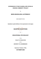 Experiences of peer counsellors within an ongoing community project.