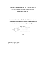The self-management of therapists in private somatology practices in Pretoria-North