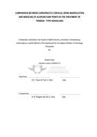 Comparison between chiropractic cervical spine manipulation and needling of acupuncture points in the treatment of tension - type headaches