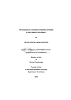 Psychosocial factors affecting choices in unplanned pregnancy