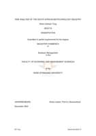 Risk analysis of the South African biotechnology industry.