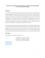 The role of information technology governance frameworks on cloud computing risks