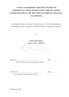 A study to determine the effectiveness of chiropractic spinal manipulative therapy and/or guided imagery in the  treatment of chronic neck pain and stiffness