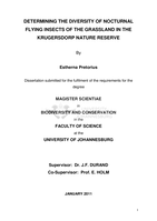 Determining the diversity of nocturnal flying insects of the grassland in the Krugersdorp Nature Reserve