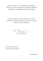 Acute toxicity in cervical cancer HIV positive vs. HIV negative patients treated by radical chemoradiation in Zambia