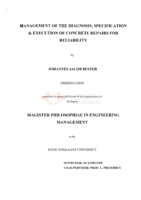 Management of the diagnosis, specification and execution of concrete repairs for reliability