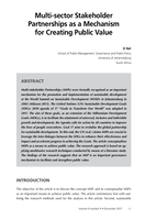 Multi-sector stakeholder partnerships as a mechanism for creating public value