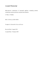 Multi-objective optimization of household appliance scheduling problem considering consumer preference and peak load reduction