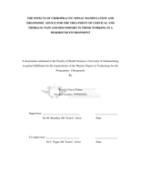 The effects of chiropractic spinal manipulation and ergonomic advice for the treatment of cervical and thoracic pain and discomfort in those working in a deskbound environment