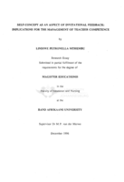 Self-concept as an aspect of invitational feedback : implications for the management of teacher competence