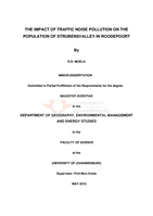 The impact of traffic noise pollution on the population of Strubensvalley in Roodepoort