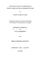 The prediction of chlorine decay from potable water in pipeline systems