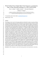 Wind turbine power output short-term forecast : a comparative study of data clustering techniques in a PSO-ANFIS model
