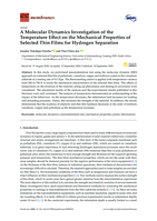 A molecular dynamics investigation of the temperature effect on the mechanical properties of selected thin films for hydrogen separation