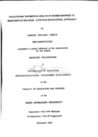 Facilitating the mental health of women married to ministers of religion : a psycho-educational approach