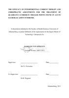 The efficacy of interferential current therapy and chiropractic adjustments for the treatment of quadratus lumborum trigger points found in acute sacroiliac joint syndrome