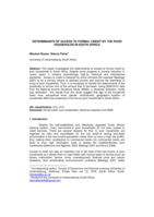 Determinants of access to formal credit by the poor households in South Africa