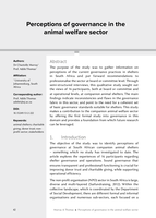 Perceptions of governance in the animal welfare sector