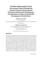Variables influencing provincial government’s role to manage the interface between environmental protection and economic development : considerations to improve sustainable development in South Africa