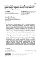 Emotional labour among women leaders within the South African consulting industry : a hermeneutic phenomenological inquiry