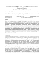 Municipal consumer debt in South African Municipalities : contexts, causes, and realities