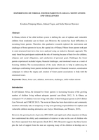 Experiences of formal foster parents in Ghana : motivations and challenges