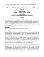 A framework for analysis and evaluation of renewable energy policies