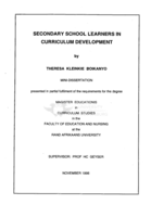 Secondary school learners in curriculum development