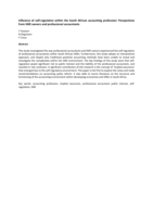 Influence of self-regulation within the South African accounting profession : perspectives from SME owners and professional accountants