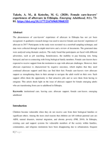 Female care-leavers’ experiences of aftercare in Ethiopia