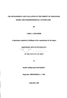 The development and evaluation of the pursuit of wholeness model for paraprofessional counsellors