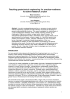 Teaching geotechnical engineering for practice-readiness : an action research project