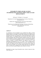 Durability index of dry sludge incorporated concrete when used as sand replacement