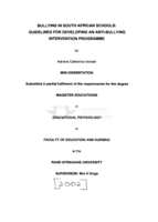Bullying in South African schools : guidelines for developing an anti-bullying intervention programme