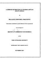 A demand estimation of housing units in South Africa