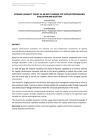Dynamic capability theory as an input variable for supplier performance evaluation and selection