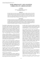 Some personality and cognitive correlates of career maturity.