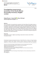 Investigating measurement invariance in the South African Personality Inventory : English version
