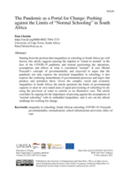 The pandemic as a portal for change: Pushing against the limits of “Normal Schooling” in South Africa