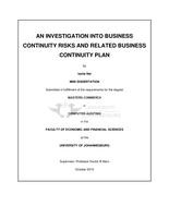 An investigation into business continuity risks and related business continuity plan