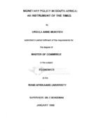 Monetary policy in South Africa : an instrument of the times