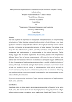 Management and implementation of entrepreneurship in Institutions of Higher Learning in South Africa