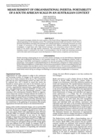 Measurement of organisational inertia: Portability of a South African scale in an Australian context.